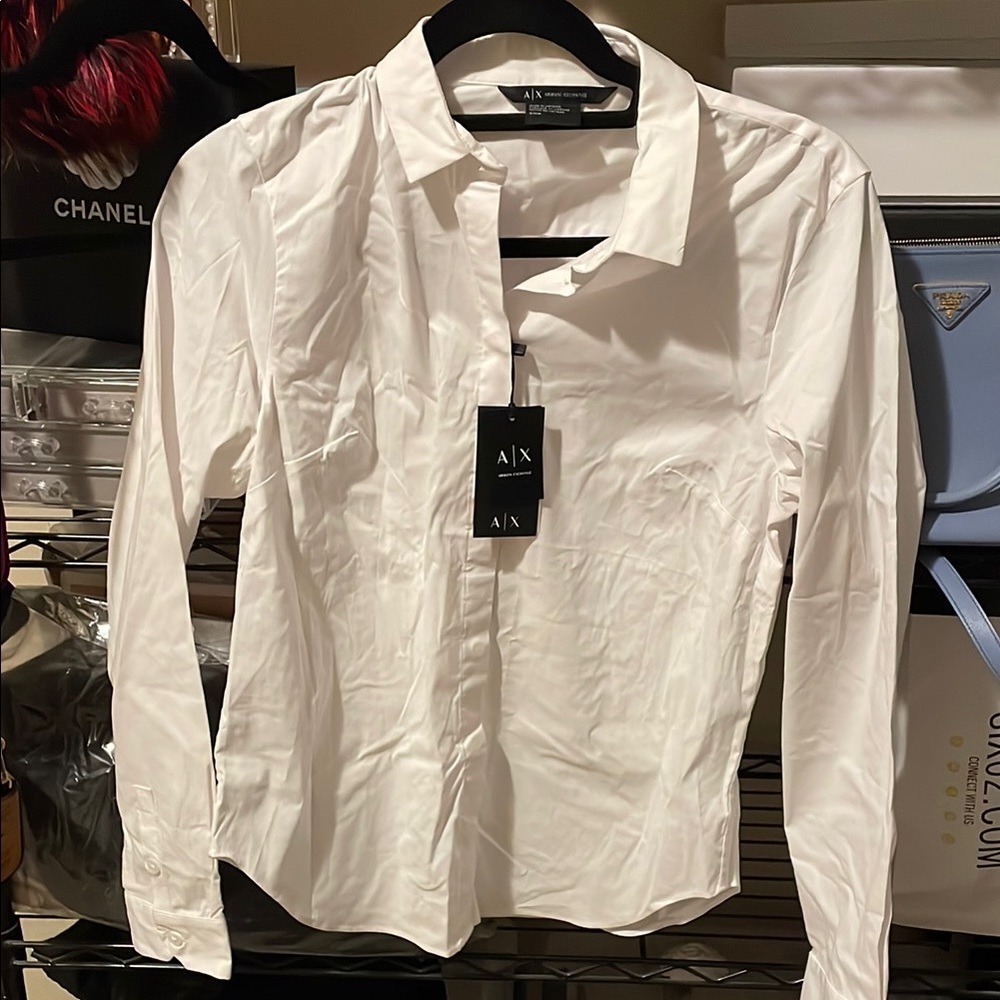 A/X Armani Exchange Men's White Stretch Dress Shirt